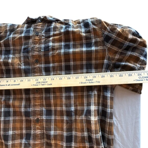 Timberland Brown Plaid Flannel Button Up Shirt XL Regular Fit Long Sleeve - Picture 8 of 8